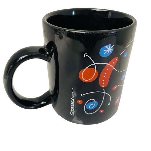 Shoebox Black Ceramic Mug With Retro Abstract Design - Picture 1 of 10